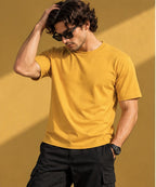 Men’s Premium Mustard Yellow Crew Neck T-Shirt – Regular Fit