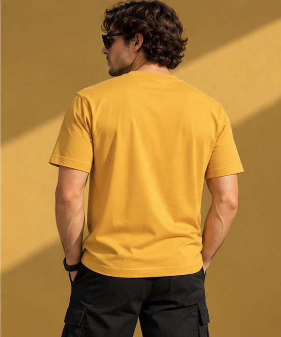 Men’s Premium Mustard Yellow Crew Neck T-Shirt – Regular Fit