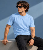 Men’s Premium Powder Blue Crew Neck T-Shirt – Regular Fit