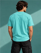 Men’s Premium Aqua Blue Crew Neck T-Shirt – Regular Fit