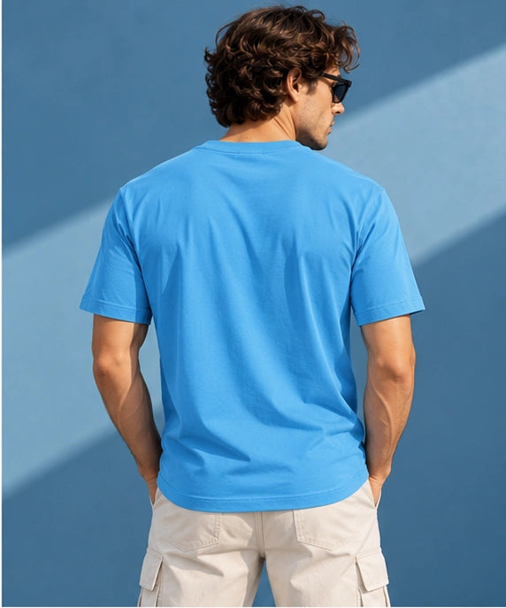 Men’s Premium Sky Blue Crew Neck T-Shirt – Regular Fit