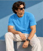 Men’s Premium Sky Blue Crew Neck T-Shirt – Regular Fit