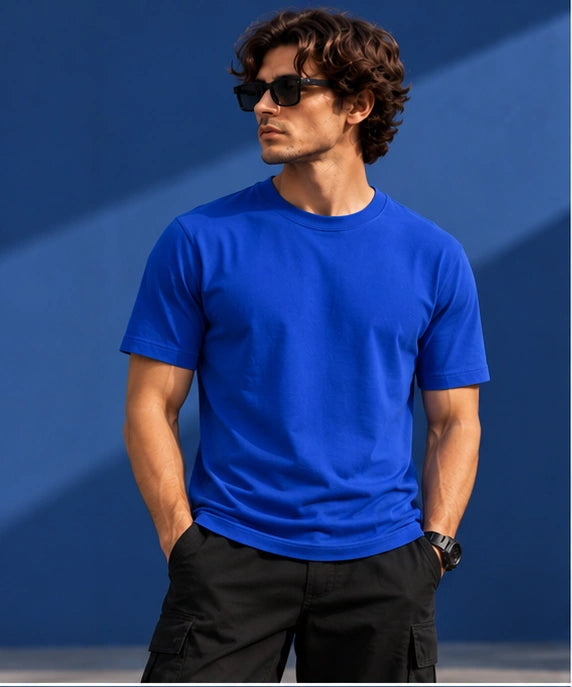 Men’s Premium Royal Blue Crew Neck T-Shirt – Regular Fit