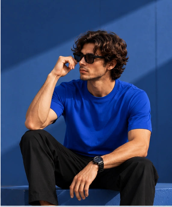 Men’s Premium Royal Blue Crew Neck T-Shirt – Regular Fit