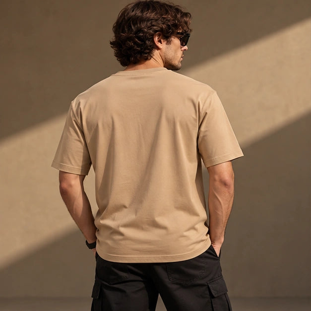 Men’s Premium Camel Beige Crew Neck T-Shirt – Regular Fit