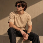 Men’s Premium Camel Beige Crew Neck T-Shirt – Regular Fit