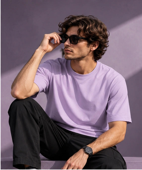 Men’s Premium Lavender Crew Neck T-Shirt – Regular Fit