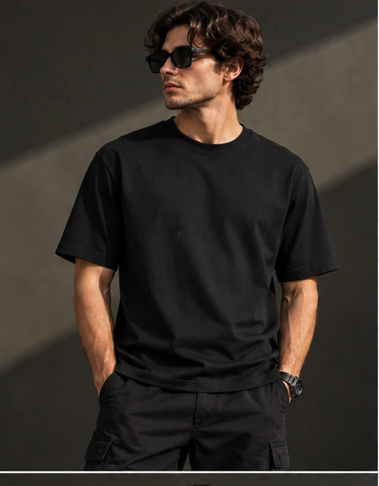 Men’s Premium Black Crew Neck T-Shirt – Regular Fit