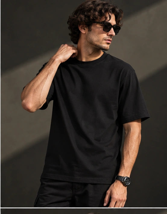 Men’s Premium Black Crew Neck T-Shirt – Regular Fit