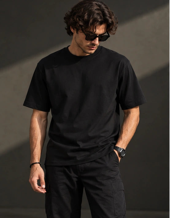 Men’s Premium Black Crew Neck T-Shirt – Regular Fit