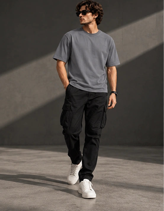 Men’s Premium Steel Grey Crew Neck T-Shirt – Regular Fit
