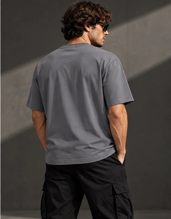 Men’s Premium Charcoal Grey Crew Neck T-Shirt – Regular Fit