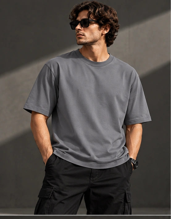 Men’s Premium Steel Grey Crew Neck T-Shirt – Regular Fit