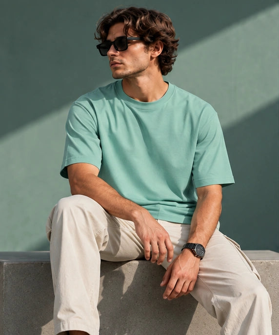 Men’s Premium Mint Green Crew Neck T-Shirt – Regular Fit