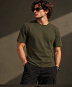 Men’s Premium Olive Green Crew Neck T-Shirt – Regular Fit