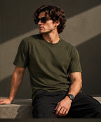 Men’s Premium Olive Green Crew Neck T-Shirt – Regular Fit