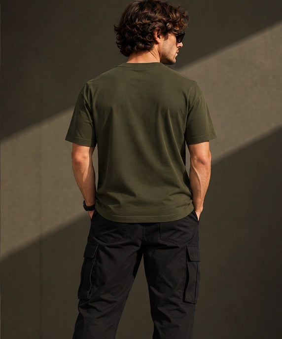 Men’s Premium Olive Green Crew Neck T-Shirt – Regular Fit