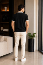 Men’s Premium Black Contrast Collar Polo T-Shirt – Regular Fit