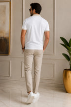 Men’s Premium White Contrast Collar Polo T-Shirt – Regular Fit
