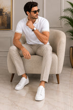 Men’s Premium White Contrast Collar Polo T-Shirt – Regular Fit
