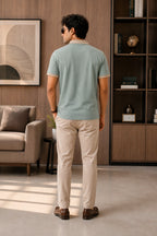 Men’s Premium Sage Green Contrast Collar Polo T-Shirt – Regular Fit