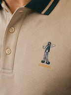 Men’s Premium Beige Polo T-Shirt with Green Tipped Collar – Regular Fit