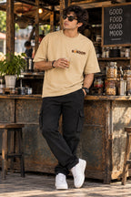 Men’s Beige Oversized Chai Graphic T-Shirt – Sukoon Indian Tea Culture Printed Tee