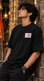 Men’s Black Indian Mystic Graphic Oversized T-Shirt – Front & Back Print