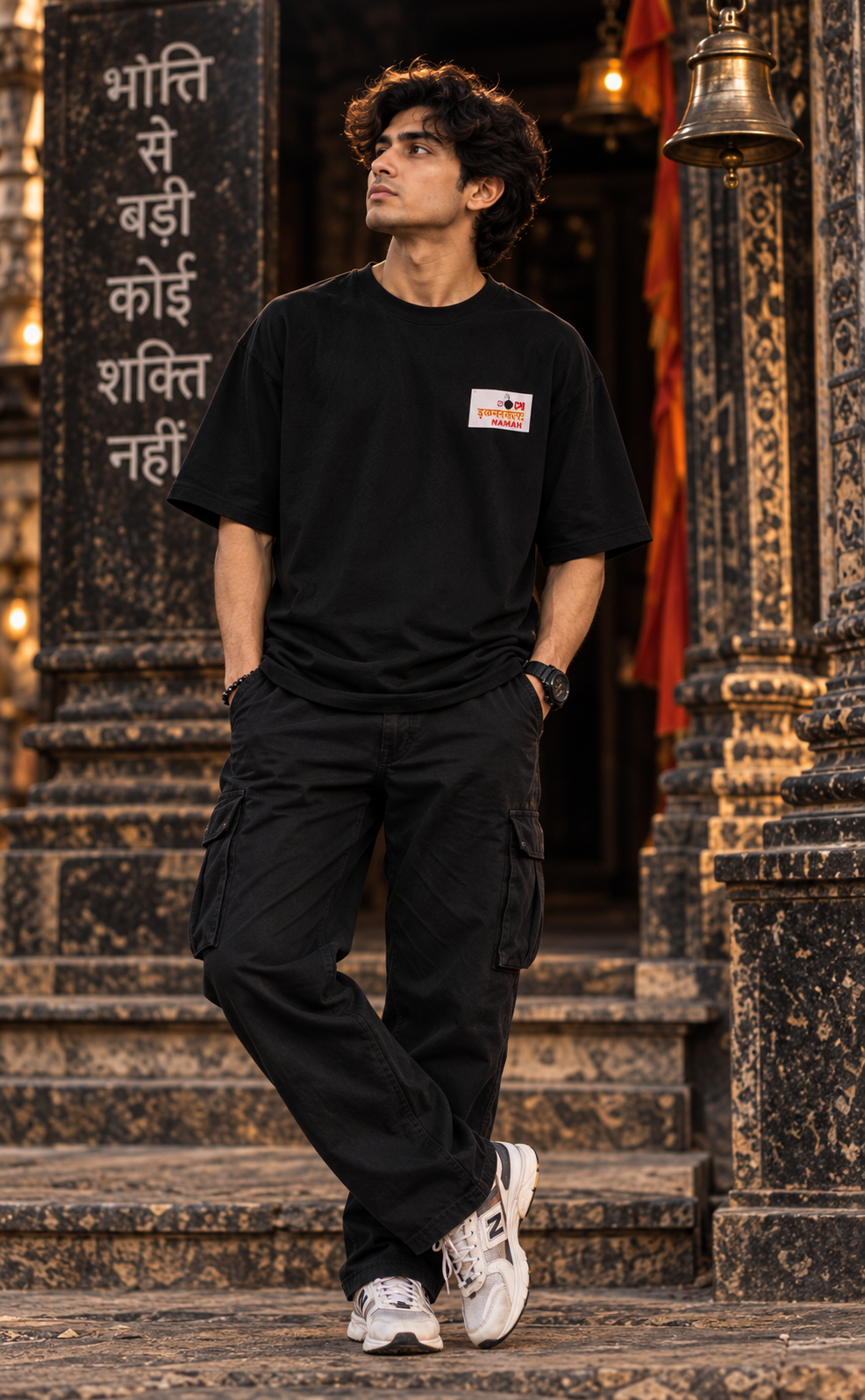 Men’s Black Indian Mystic Graphic Oversized T-Shirt – Front & Back Print