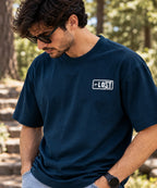 Men’s Teal Lost in the Mountains Graphic Oversized T-Shirt – Front & Back Print