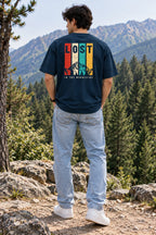 Men’s Teal Lost in the Mountains Graphic Oversized T-Shirt – Front & Back Print