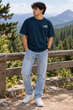 Men’s Teal Lost in the Mountains Graphic Oversized T-Shirt – Front & Back Print