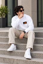 Men’s White Indian Spiritual Graphic Sweatshirt – Namah Front & Mystic Back Print
