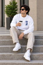 Men’s White Jesus Faith Graphic Sweatshirt – Front & Back Spiritual Print