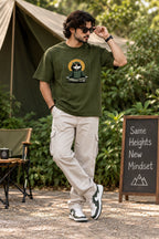 Men’s Olive Green Regular Fit Graphic T-Shirt – Cool Meditating Cat Printed Tee
