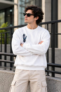 Men’s White Mahadev Shiva Graphic Sweatshirt – Front & Back Spiritual Print