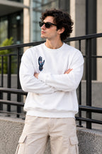 Men’s White Mahadev Shiva Graphic Sweatshirt – Front & Back Spiritual Print