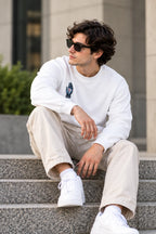Men’s White Mahadev Shiva Graphic Sweatshirt – Front & Back Spiritual Print