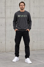 Men’s Charcoal Grey Money Graphic Printed Sweatshirt – Urban Streetwear Crew Neck