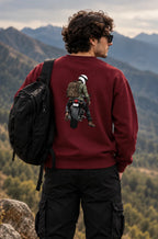 Men’s Maroon Born to Ride Biker Graphic Printed Sweatshirt – Front & Back Motorcycle Design