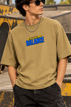 Men’s Beige Extreme Balance Graphic Oversized T-Shirt – Front & Back Print