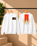 Men’s White Indian Spiritual Graphic Sweatshirt – Namah Front & Mystic Back Print