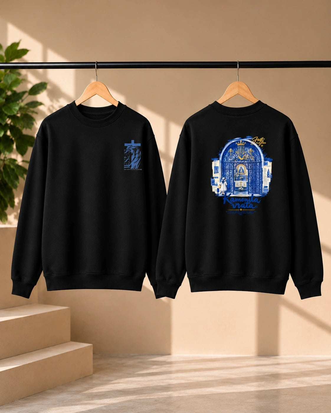 Men’s White Jesus Faith Graphic Sweatshirt – Front & Back Spiritual Print