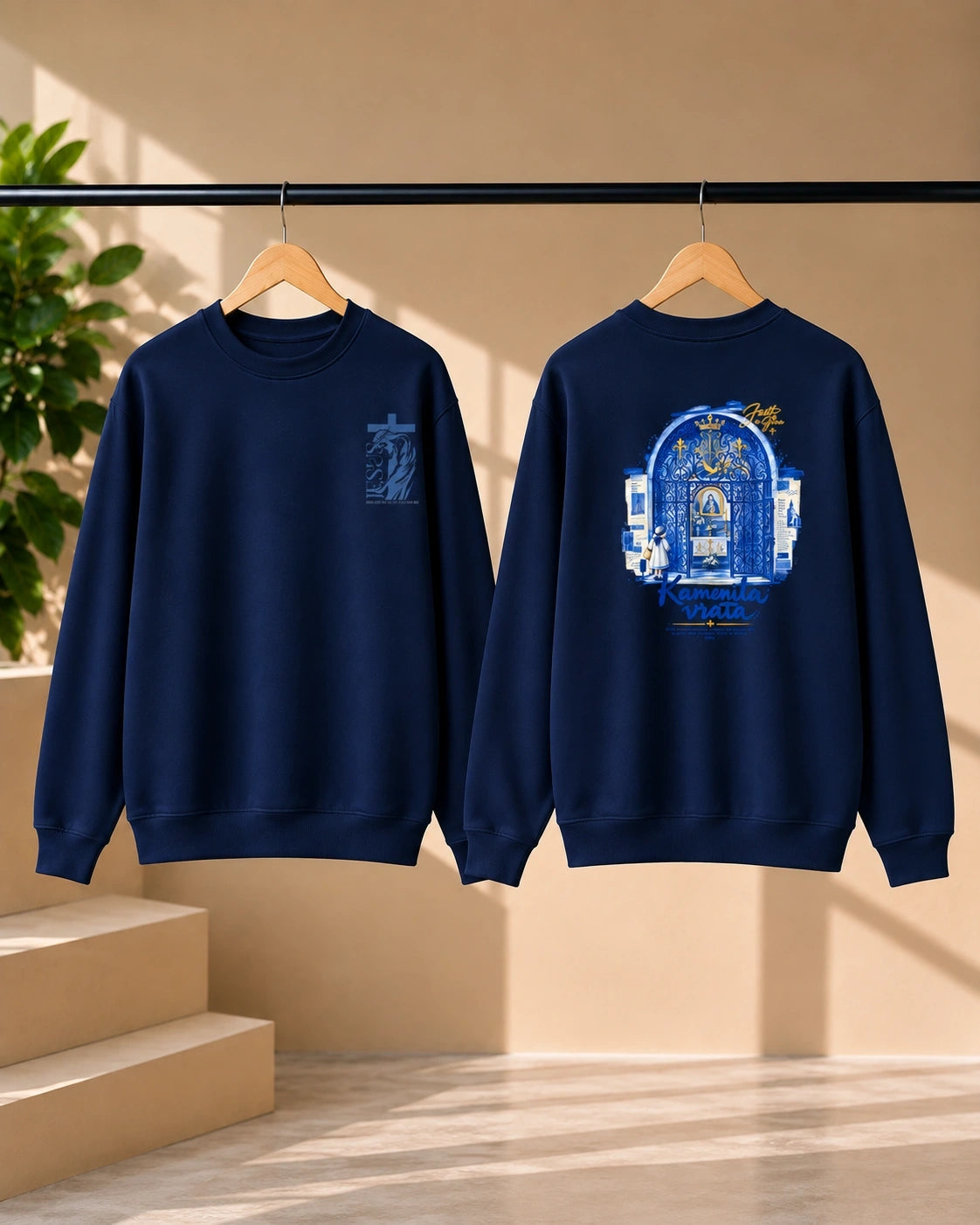 Men’s White Jesus Faith Graphic Sweatshirt – Front & Back Spiritual Print