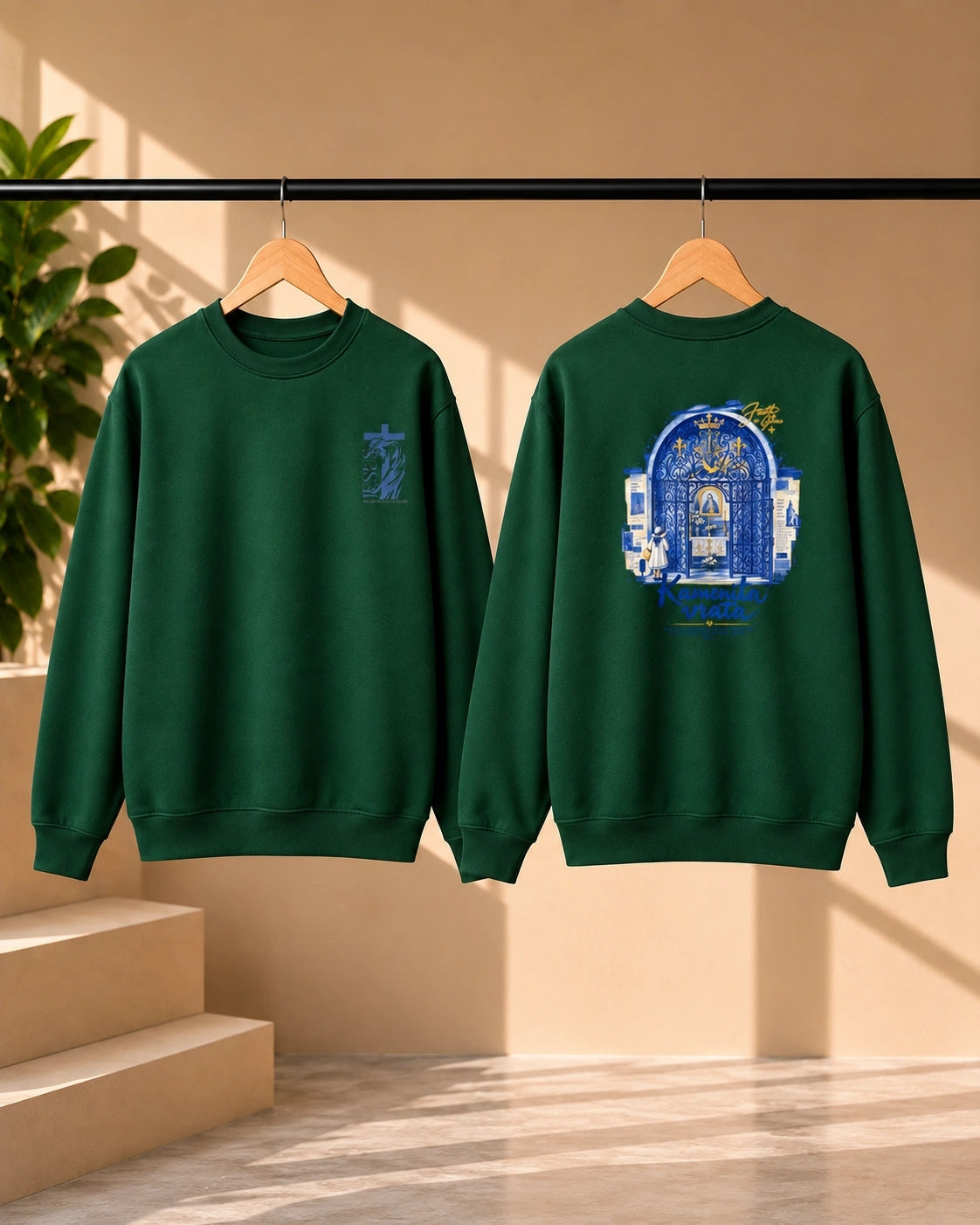 Men’s White Jesus Faith Graphic Sweatshirt – Front & Back Spiritual Print