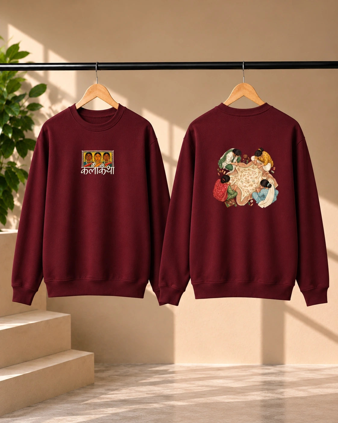 Men’s Bottle Green Kalakriya Indian Art Graphic Sweatshirt – Front & Back Print