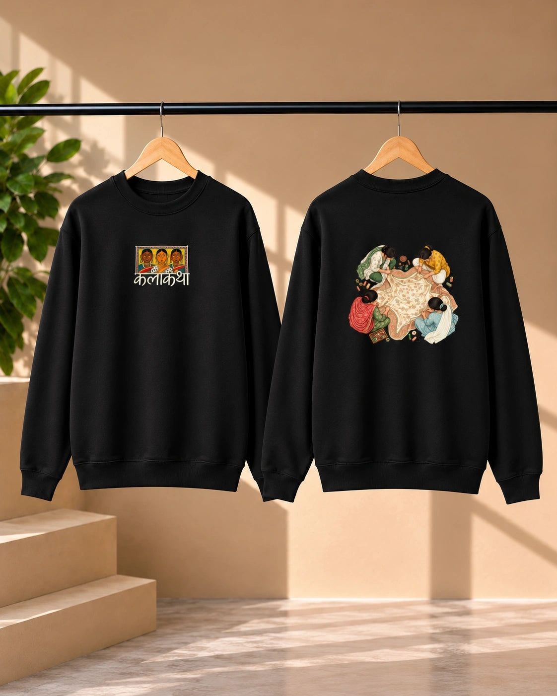 Men’s Bottle Green Kalakriya Indian Art Graphic Sweatshirt – Front & Back Print