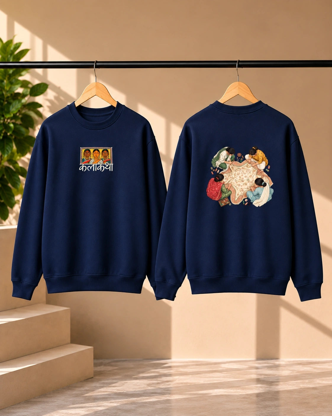 Men’s Bottle Green Kalakriya Indian Art Graphic Sweatshirt – Front & Back Print