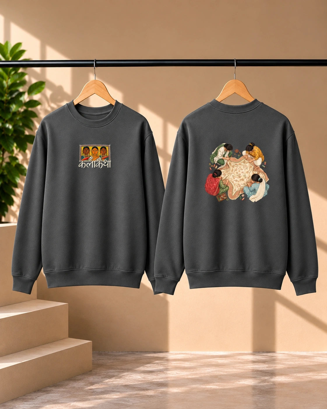 Men’s Bottle Green Kalakriya Indian Art Graphic Sweatshirt – Front & Back Print