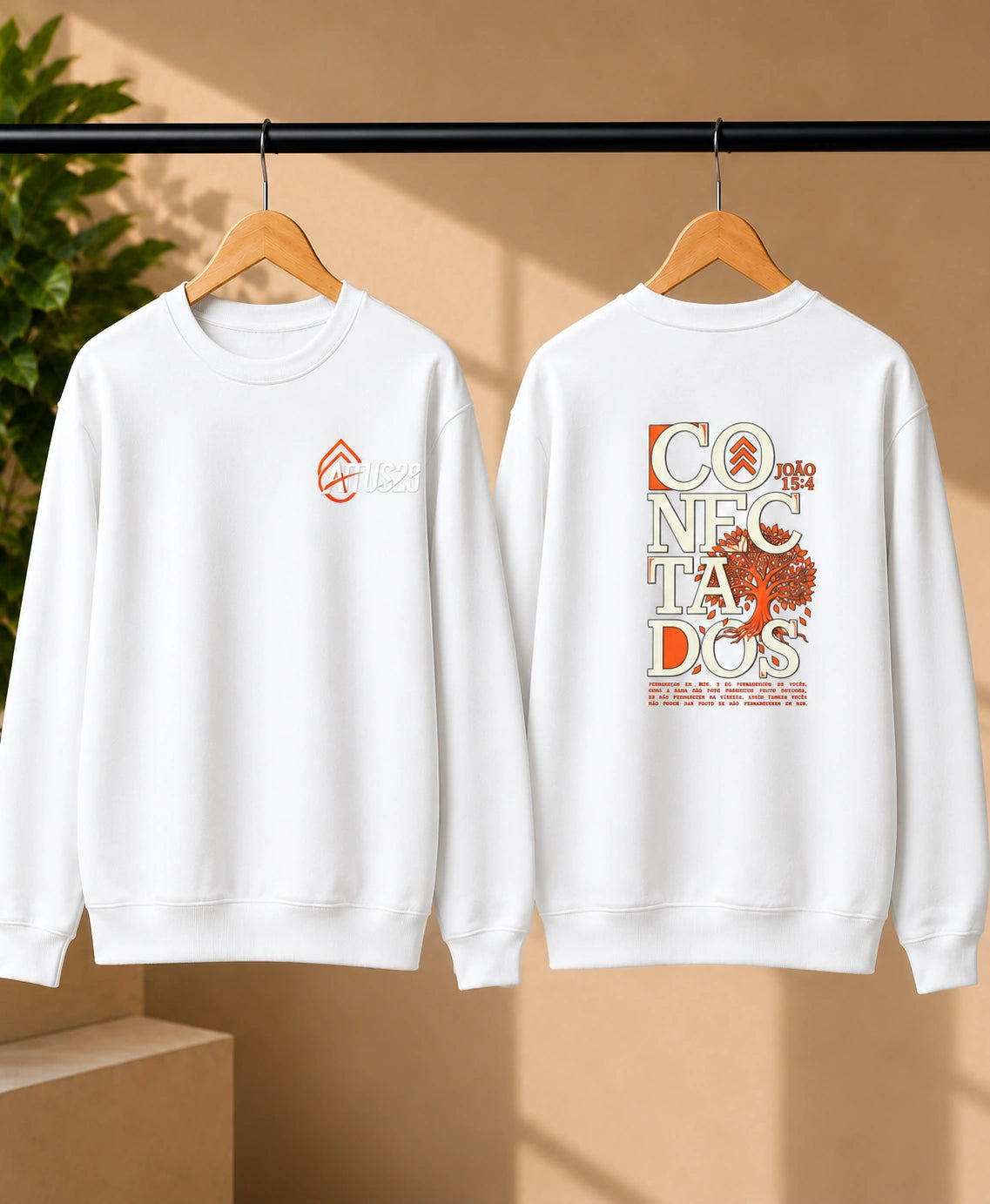 Men’s White Graphic Crew Neck Sweatshirt – Regular Fit | Front & Back Print